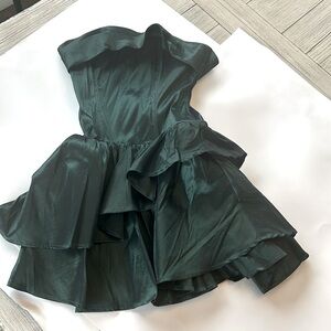 Corset Strapless Dress - Dark Green
